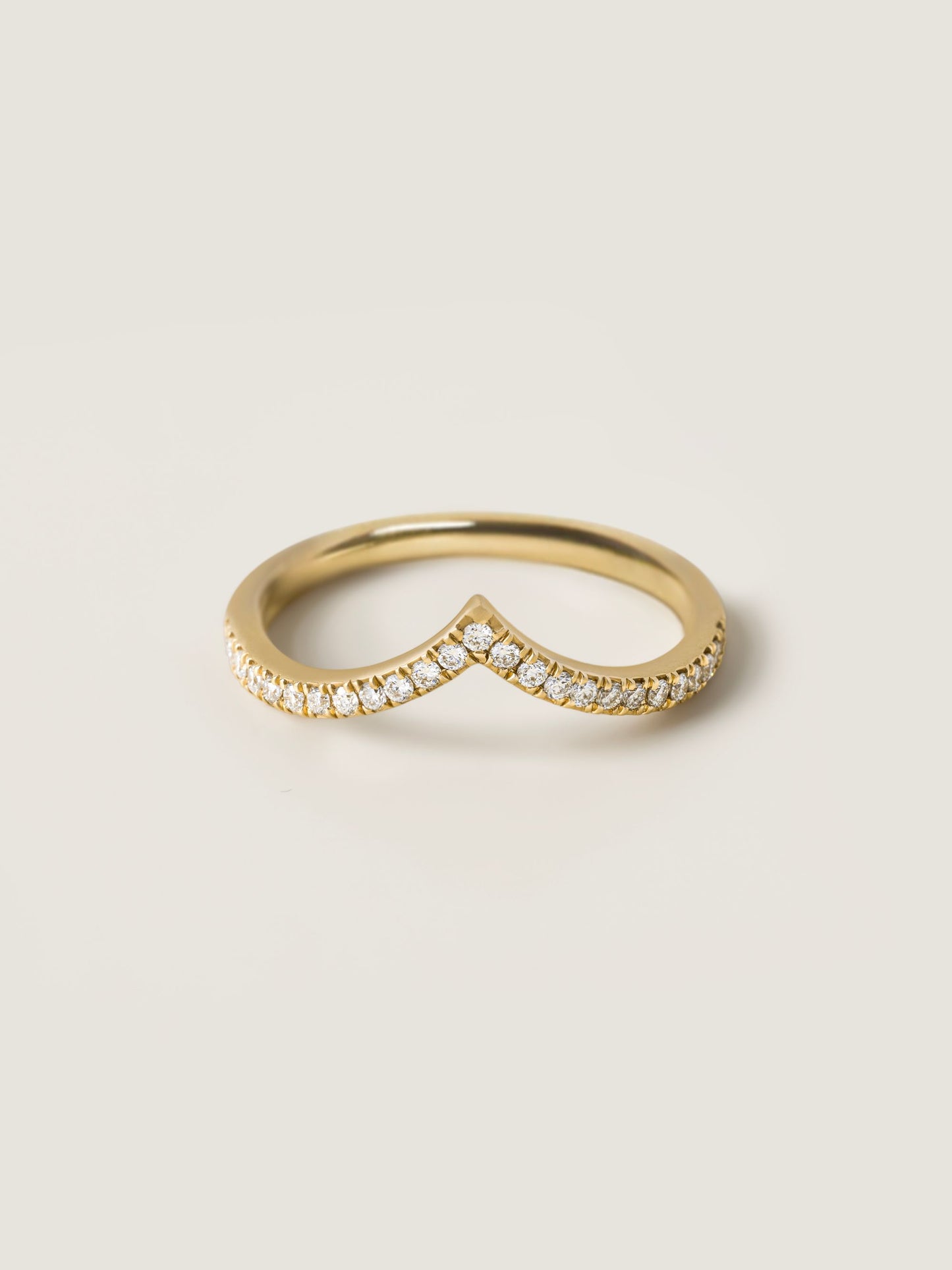 0.2 TCW Round CVD Diamond Pave V-Shaped Wedding Band