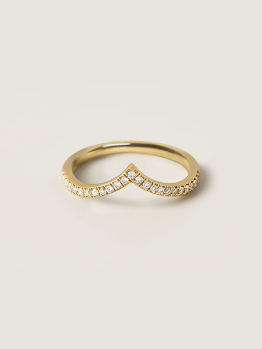 0.2 TCW Round CVD Diamond Pave V-Shaped Wedding Band