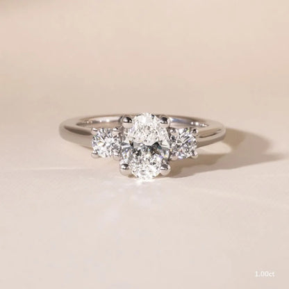1 CT Oval Cut Three Stone Moissanite Engagement Ring