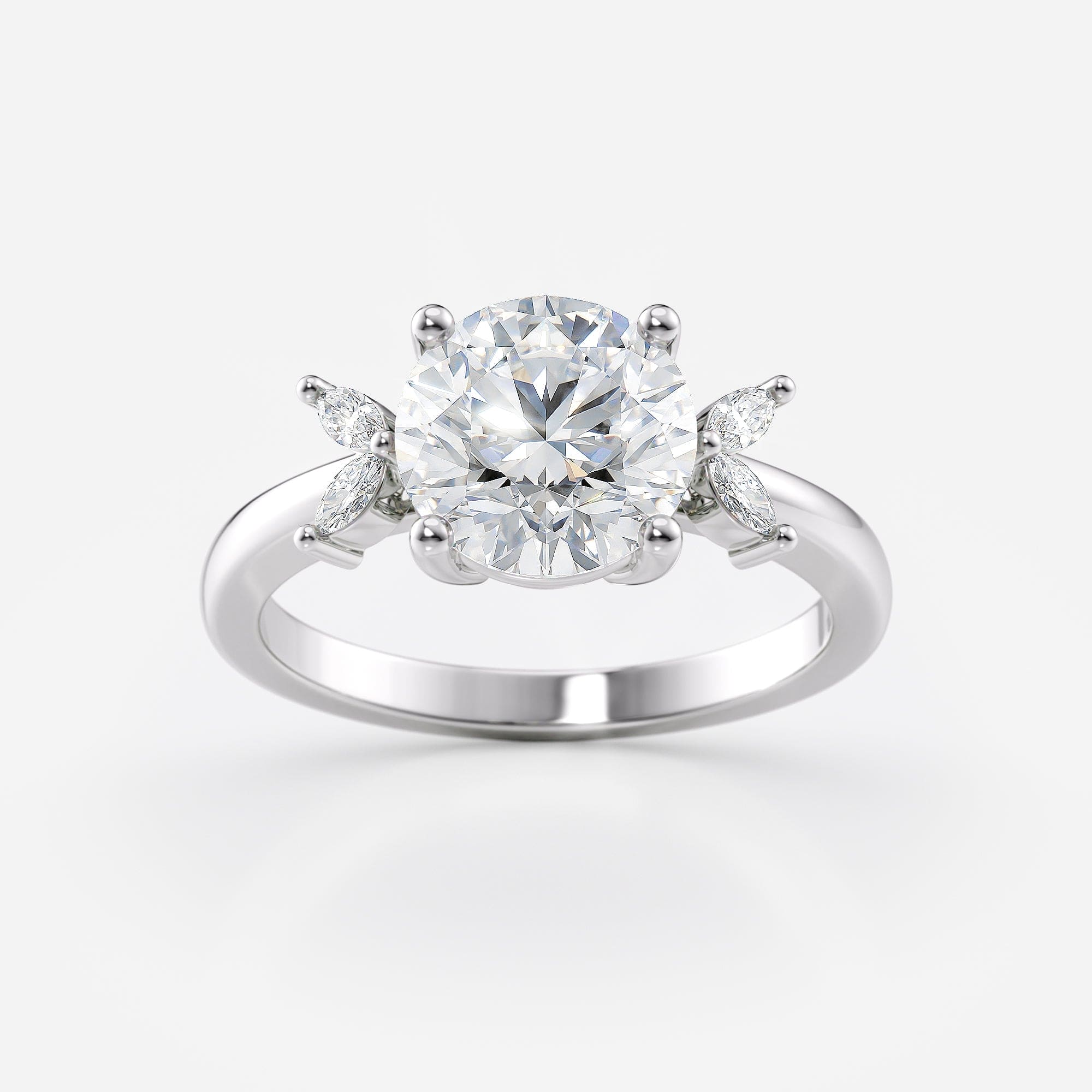 2 CT Round Cut Five Stone Cluster Moissanite Engagement Ring
