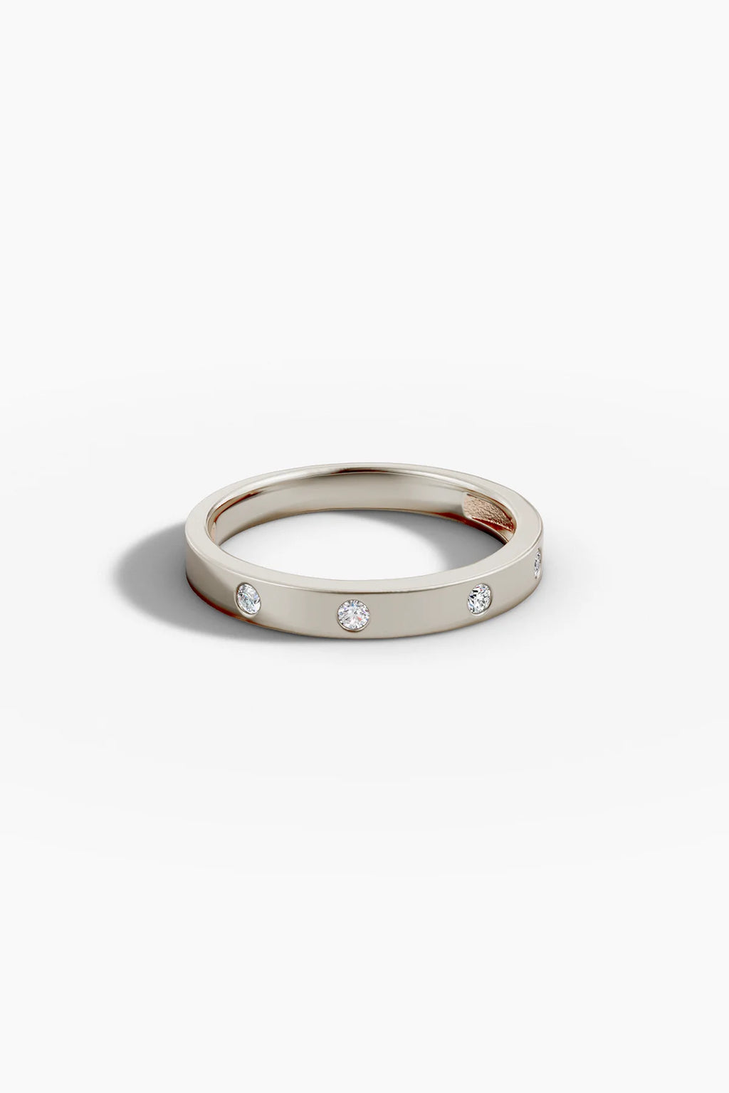 0.1 TCW Round Moissanite Flush Setting Wedding Band