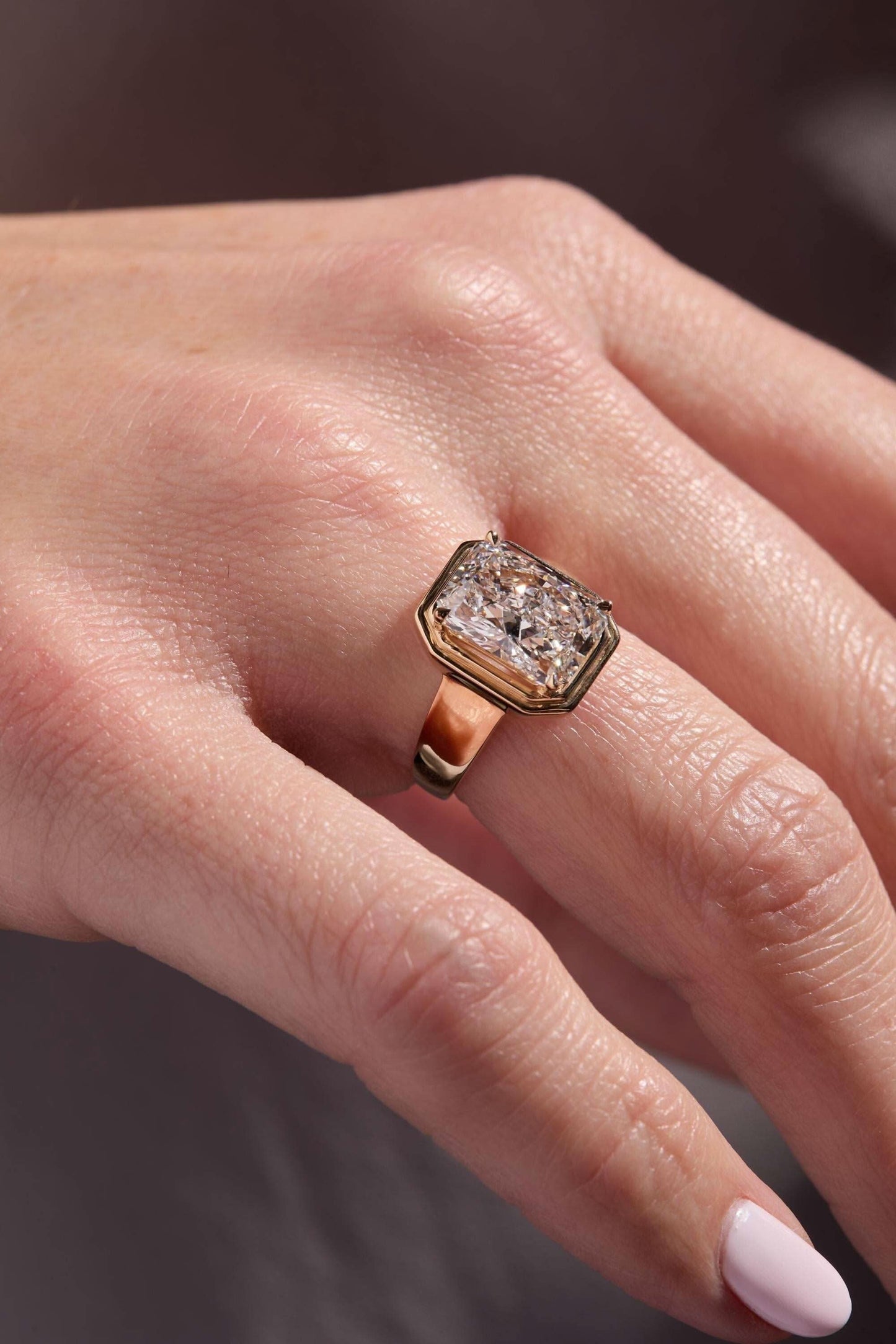 4 CT Radiant Cut Double Bezel Solitaire Moissanite Engagement Ring