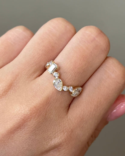 0.94 TCW Multi Shape CVD Diamond Bezel Curvy Wedding Band