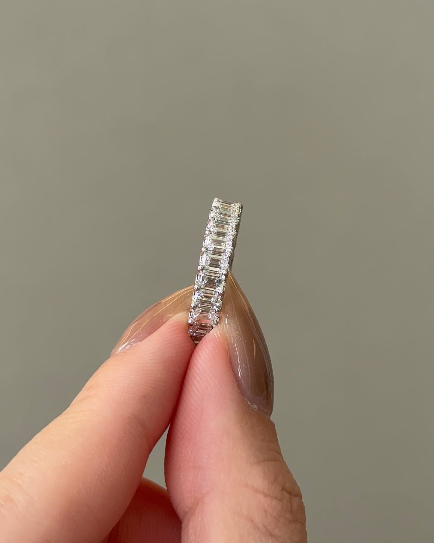 3.72 TCW Emerald CVD Diamond Full Eternity Wedding Band