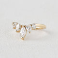 0.6 TCW Marquise Moissanite Curved Cluster Wedding Band