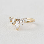 0.6 TCW Marquise Moissanite Curved Cluster Wedding Band