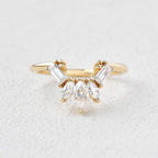 0.5 TCW Marquise & Baguette Moissanite Cluster Curved Wedding Band