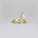 1.06 CT - 3.06 CT Pear Cut Lab grown Diamond Side Stone Unique Engagement Ring