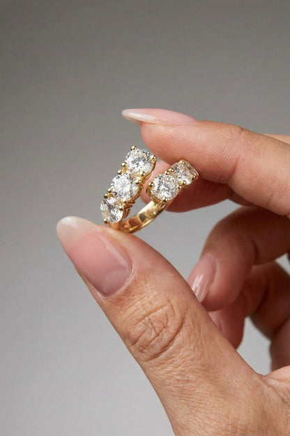 Round Cut Lab grown Diamond Open Band Pave Engagement Ring