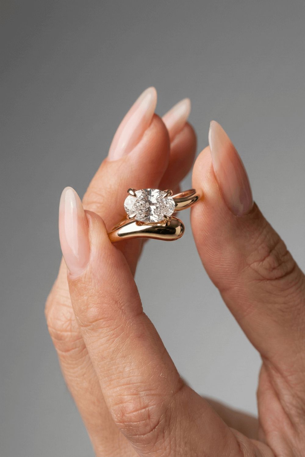 Oval Cut Floating Solitaire Moissanite Engagement Ring