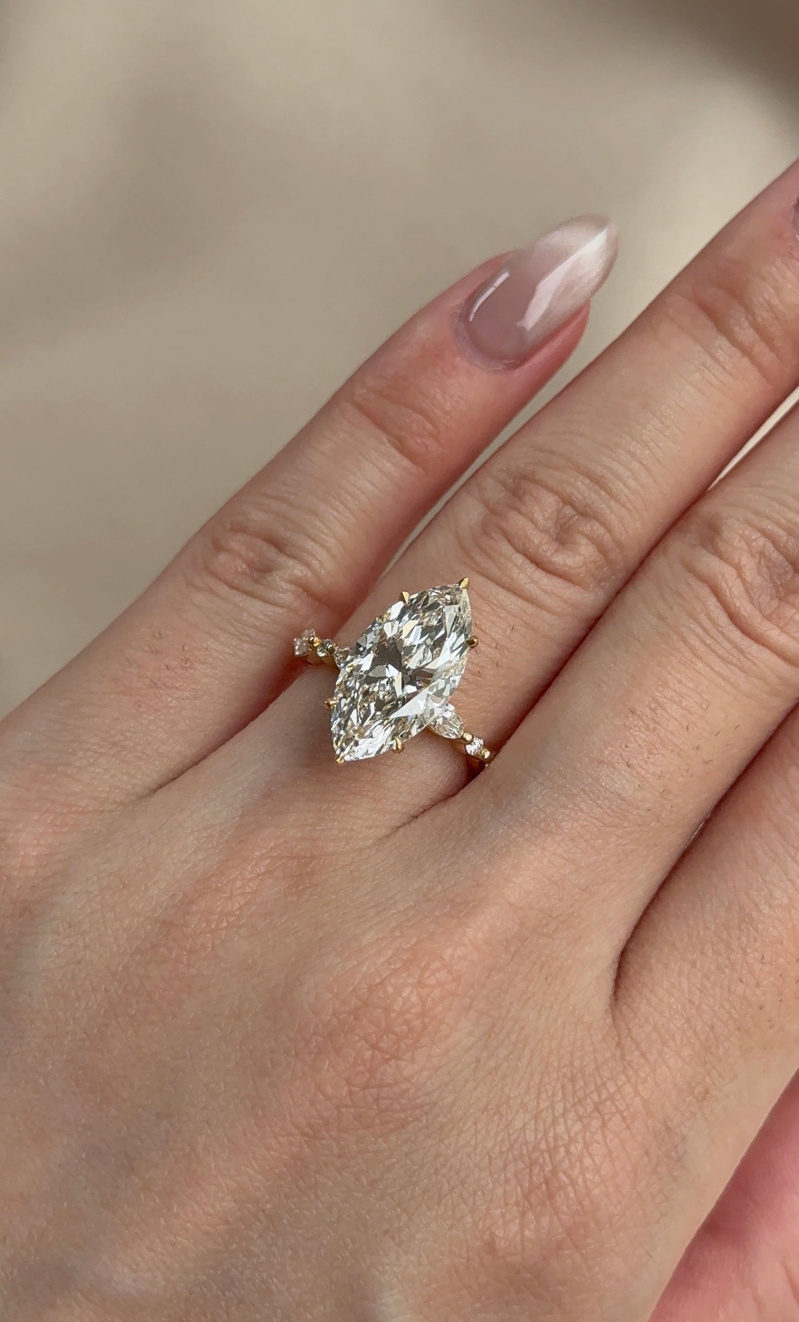 4 CT Marquise Cut Lab grown Diamond Hidden Halo Engagement Ring