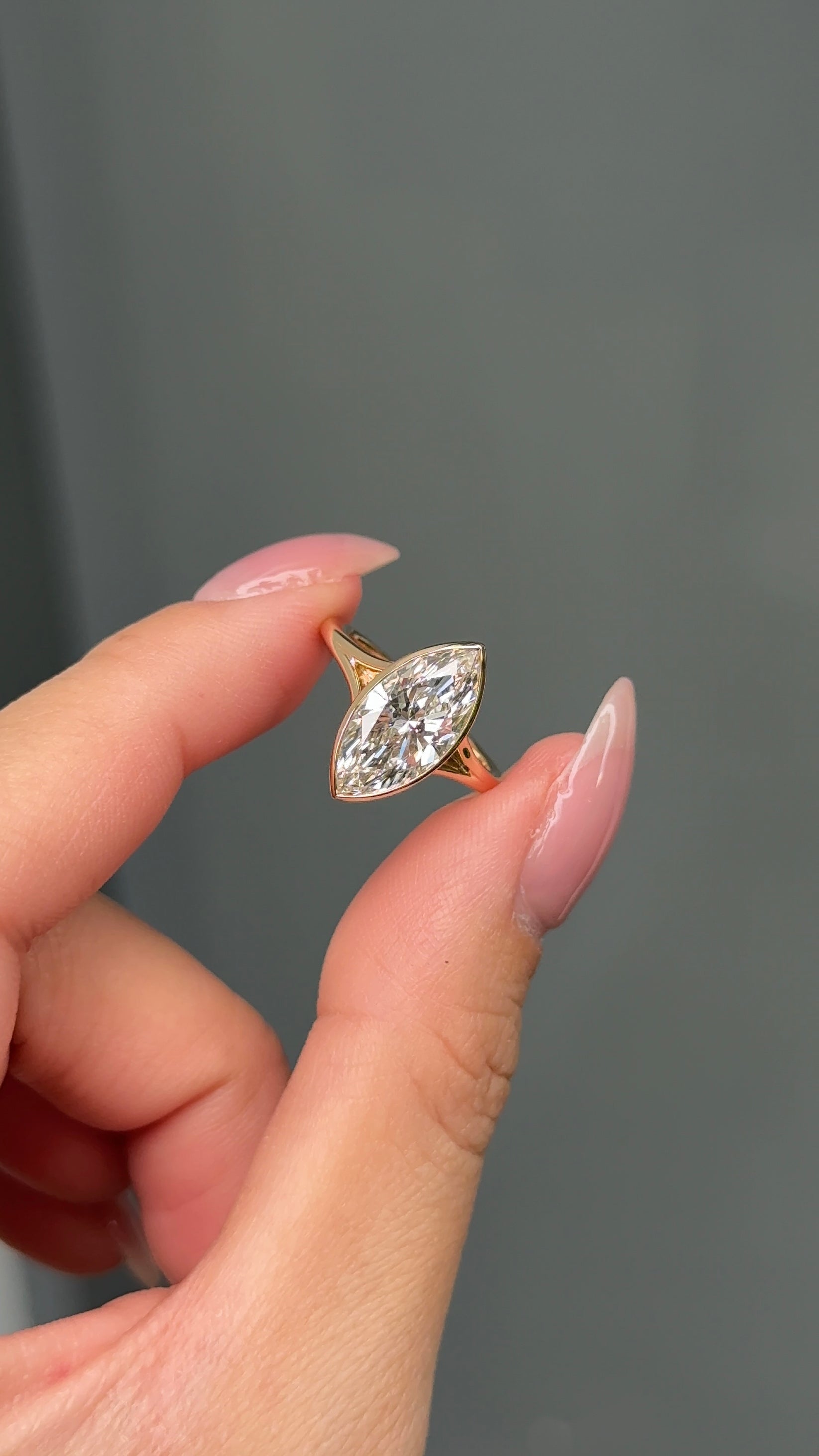 3.02 CT Marquise Lab grown Diamond Split Shank Bezel Engagement Ring