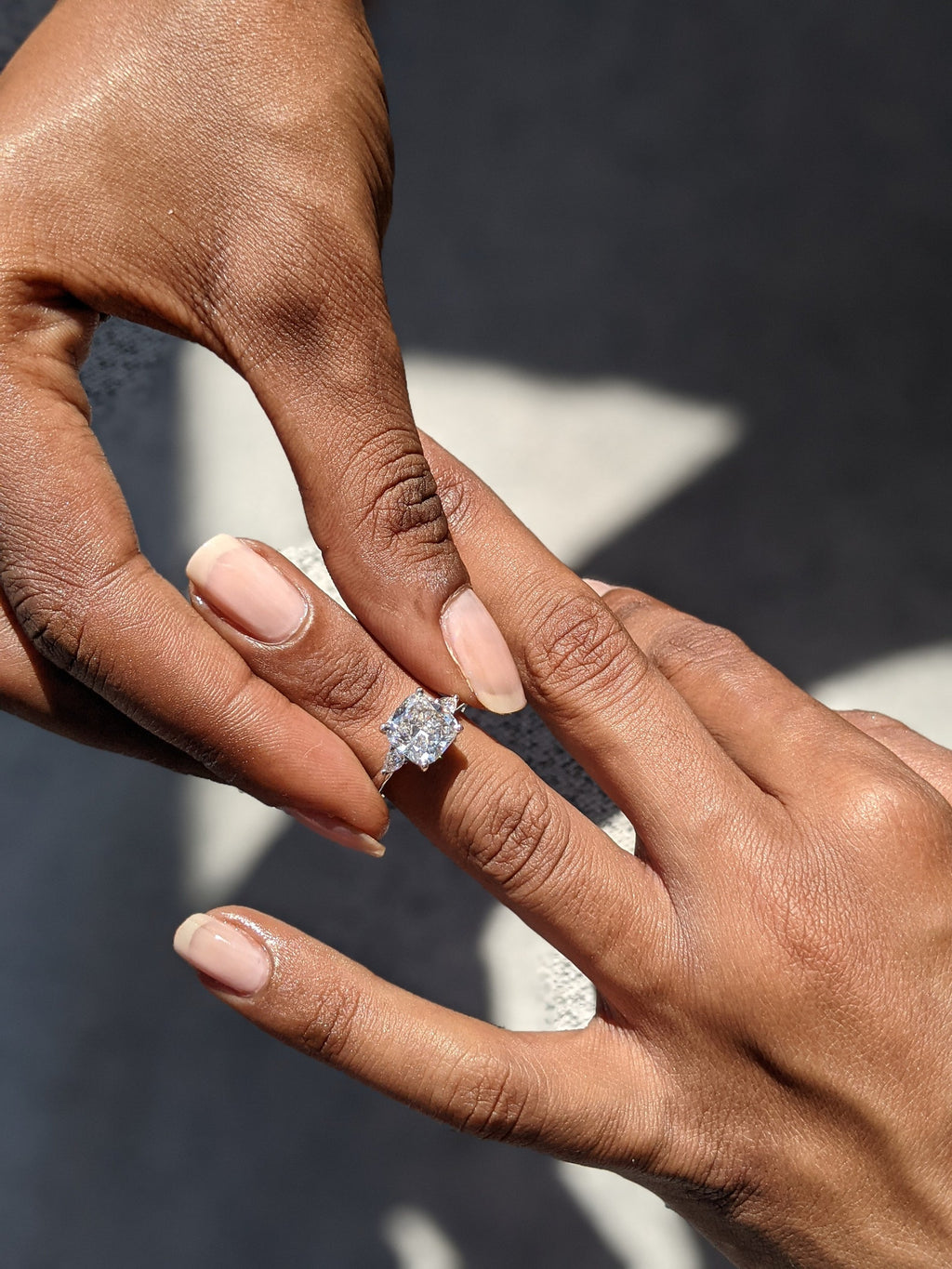 3 CT Cushion Cut Three Stone Moissanite Engagement Ring