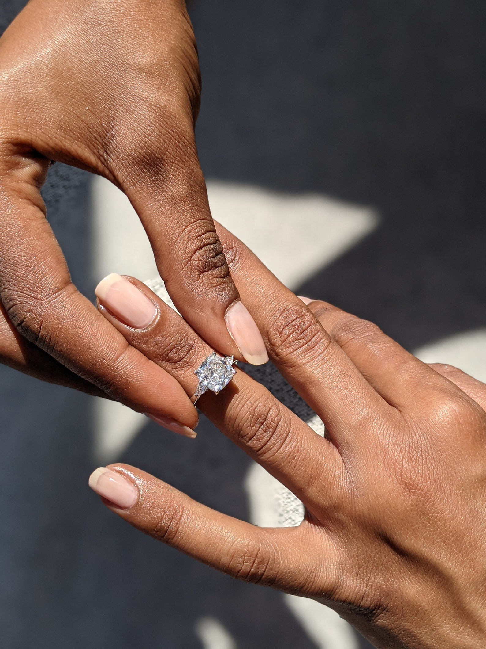 3 CT Cushion Cut Three Stone Moissanite Engagement Ring
