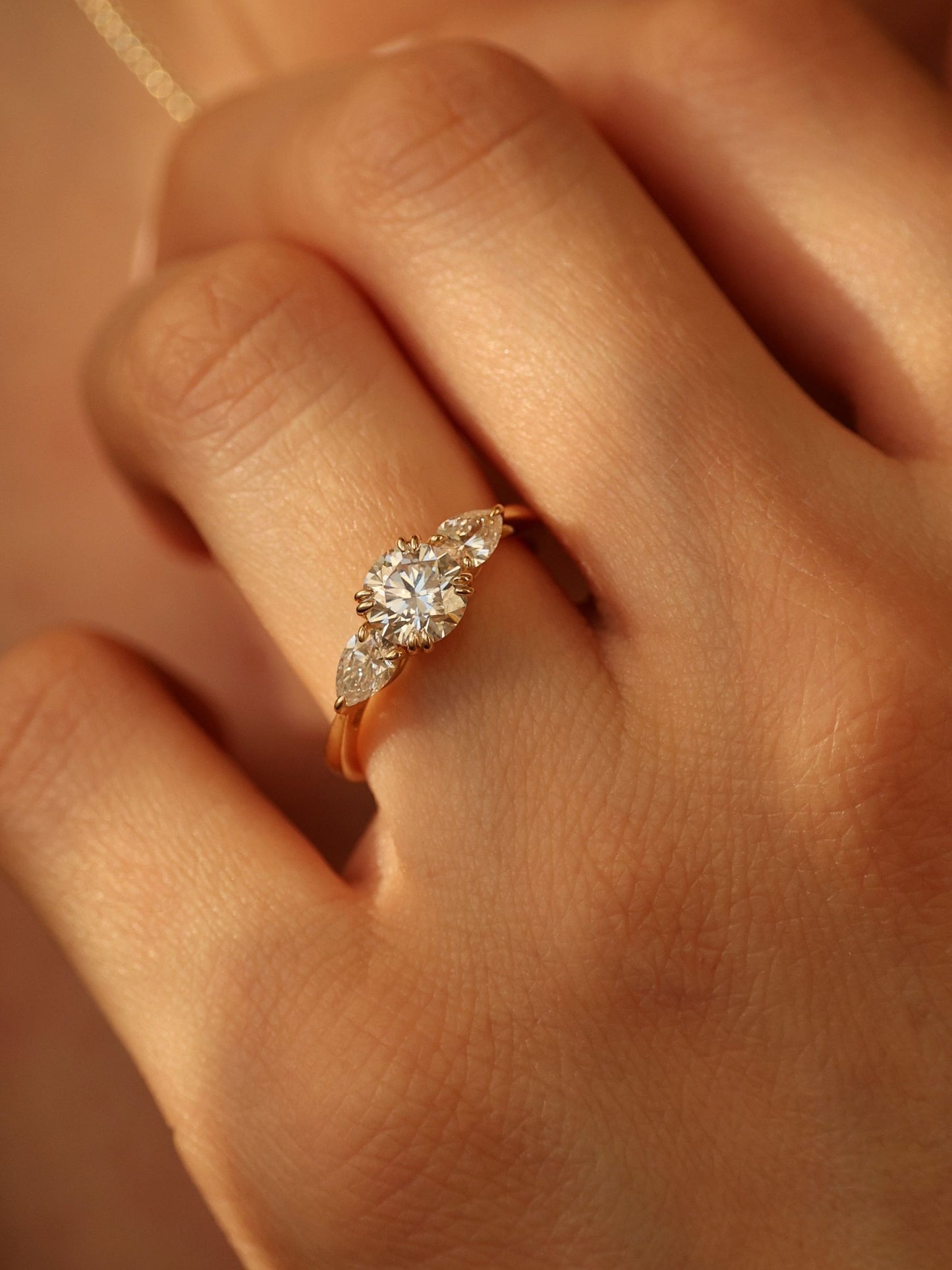 1 CT - 3 CT Round Cut Lab grown Diamond Three Stone Engagement Ring