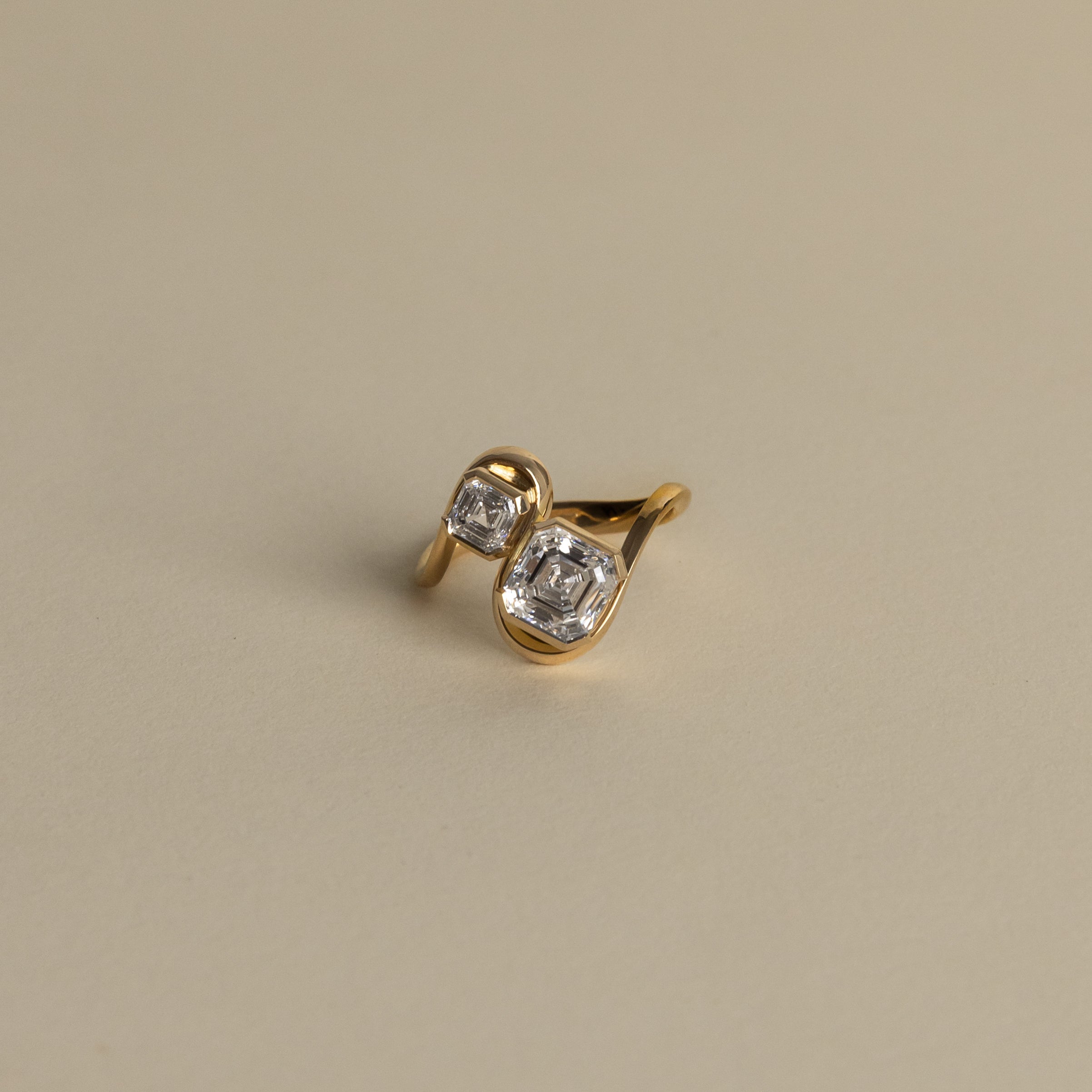 2.06 TCW Asscher Cut Lab grown Diamond Two Stone Engagement Ring