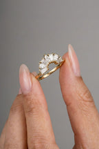 Multi Shape CVD Diamond Fan Curved Wedding Band