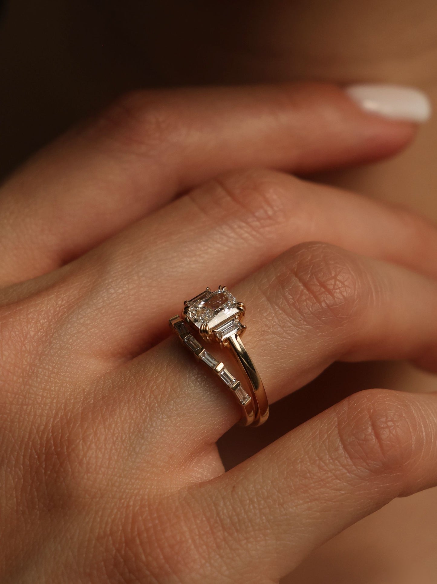 1.2 CT - 3.2 CT Radiant Cut Lab grown Diamond Three Stone Engagement Ring