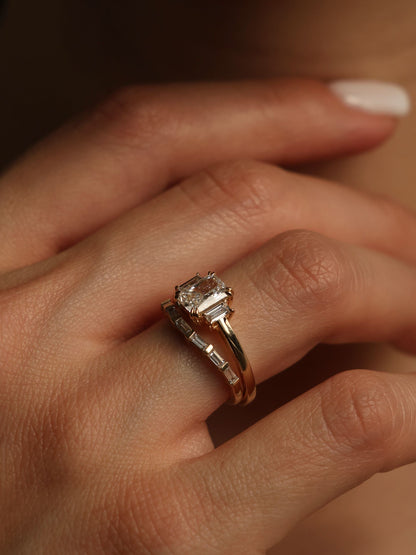 1.2 CT - 3.2 CT Radiant Cut Lab grown Diamond Three Stone Engagement Ring