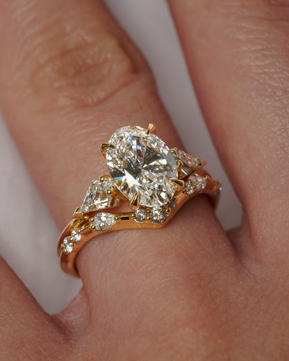 2.02 CT - 3.02 CT Oval Cut Lab grown Diamond Three Stone Engagement Ring