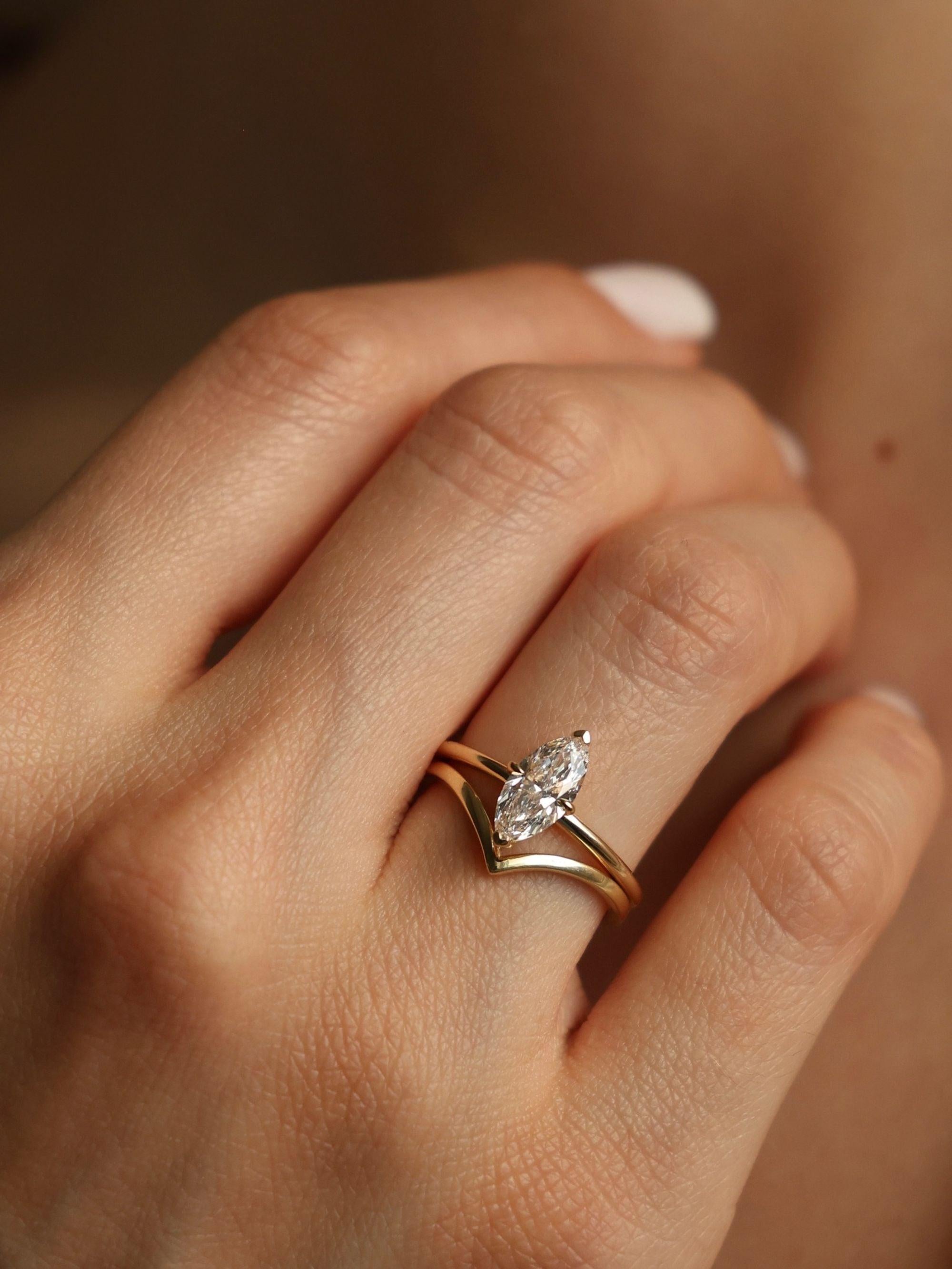 1 CT - 3 CT Marquise Cut Lab grown Diamond Solitaire Engagement Ring