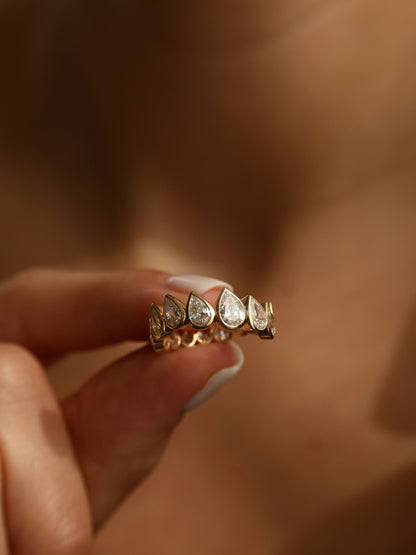 3.2 TCW Pear CVD Diamond Bezel Eternity Wedding Band