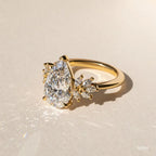 1.5 CT - 3 CT Pear Cut Cluster Moissanite Engagement Ring