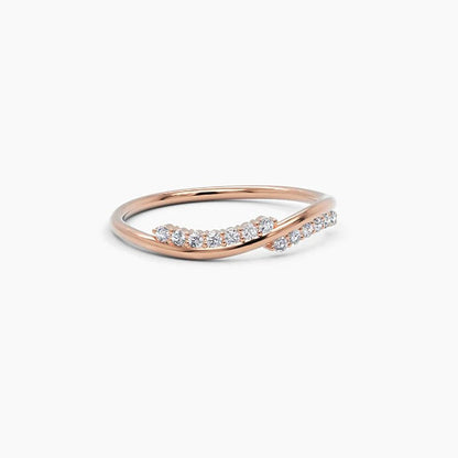 0.09 TCW Round Moissanite Twisted Wedding Band