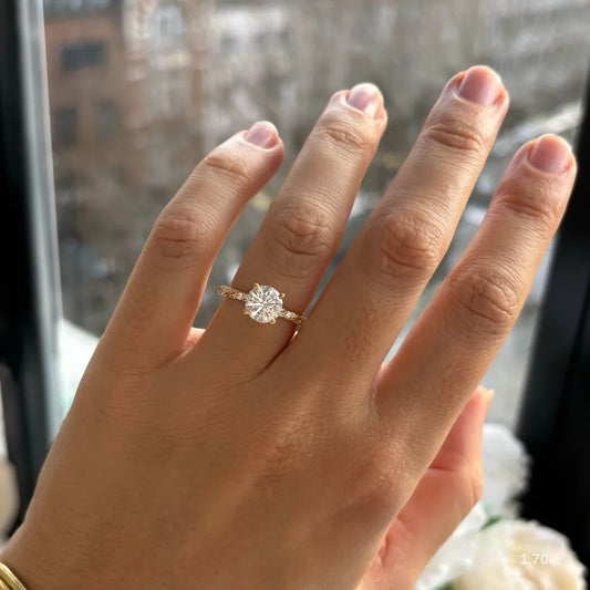 1.7 CT - 2.8 CT Round Cut Twisted Pave Moissanite Engagement Ring