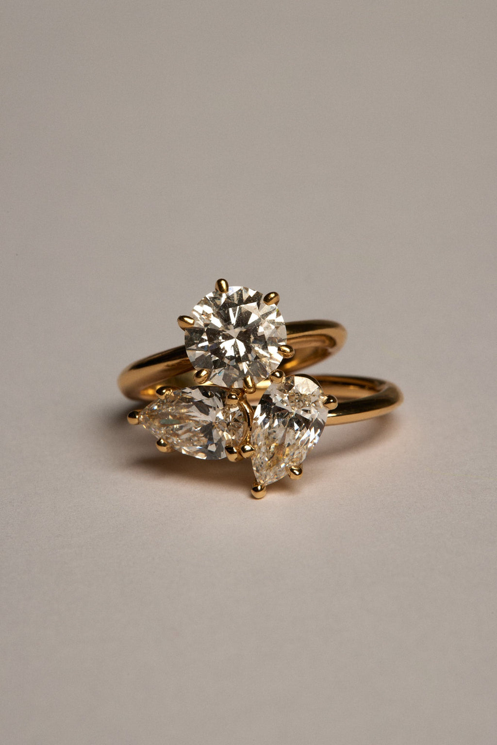 2.4 TCW Pear & Oval Cut Lab grown Diamond Two Stone Engagement Ring