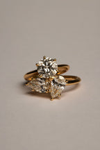 2.4 TCW Pear & Oval Cut Lab grown Diamond Two Stone Engagement Ring