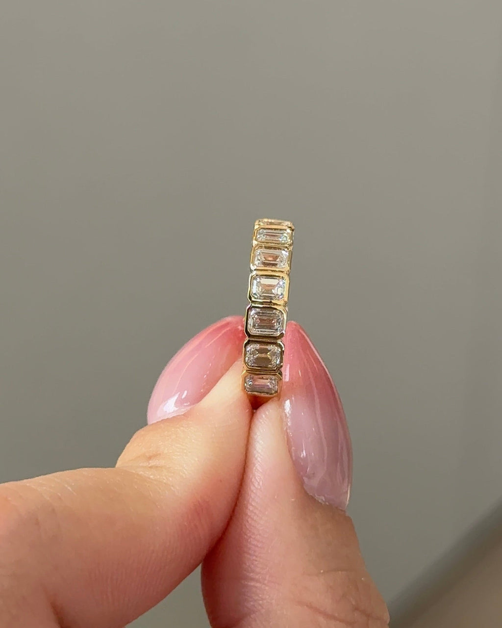 1.95 TCW Emerald CVD Diamond Bezel Eternity Wedding Band