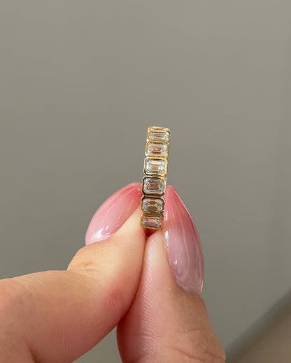 1.95 TCW Emerald CVD Diamond Bezel Eternity Wedding Band