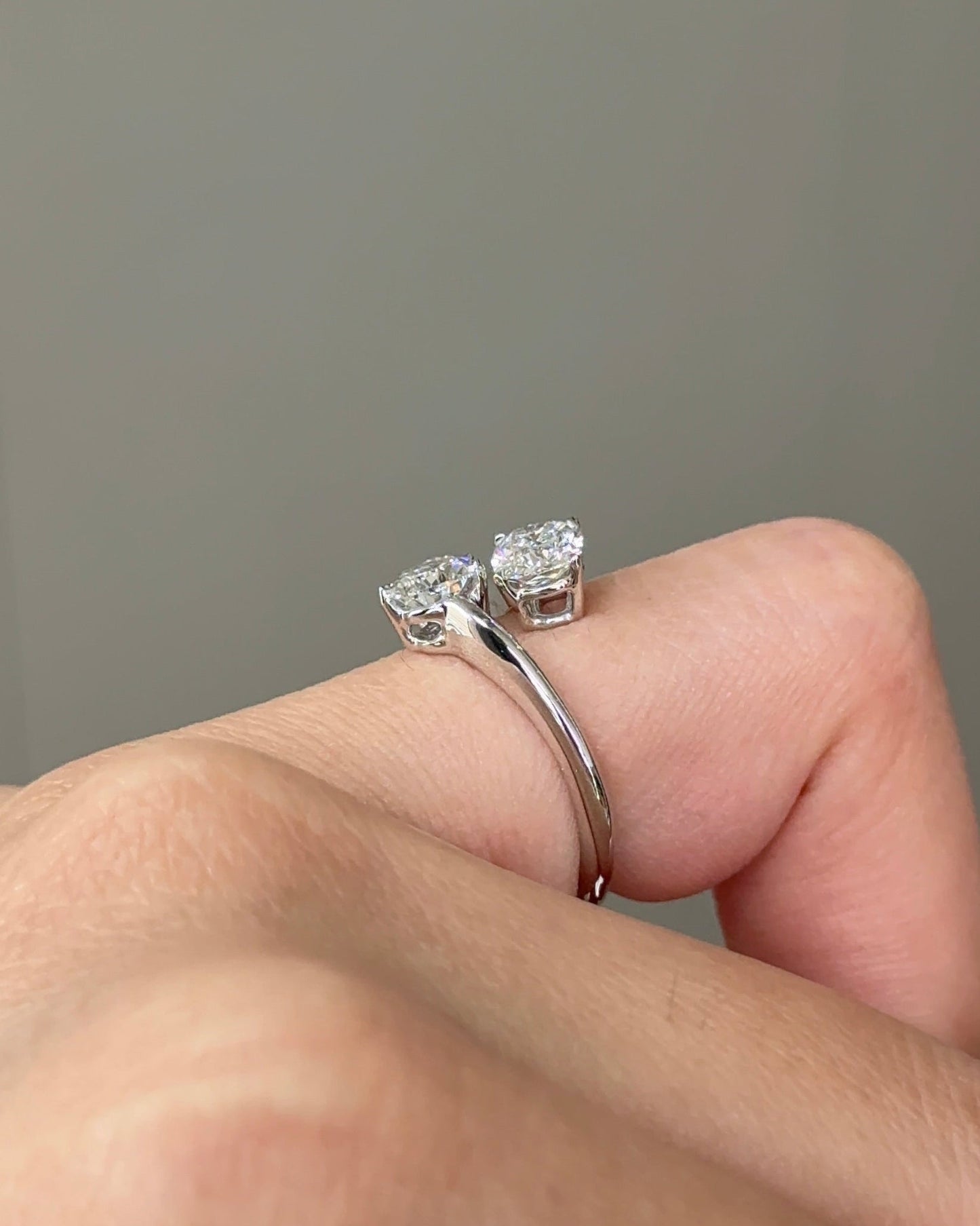 1.48 CT Pear & Cushion Lab grown Diamond Engagement Ring