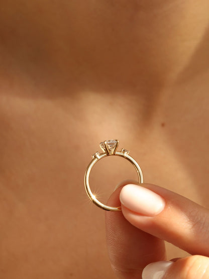 1 CT - 3 CT Radiant Cut Lab grown Diamond Side Stones Engagement Ring