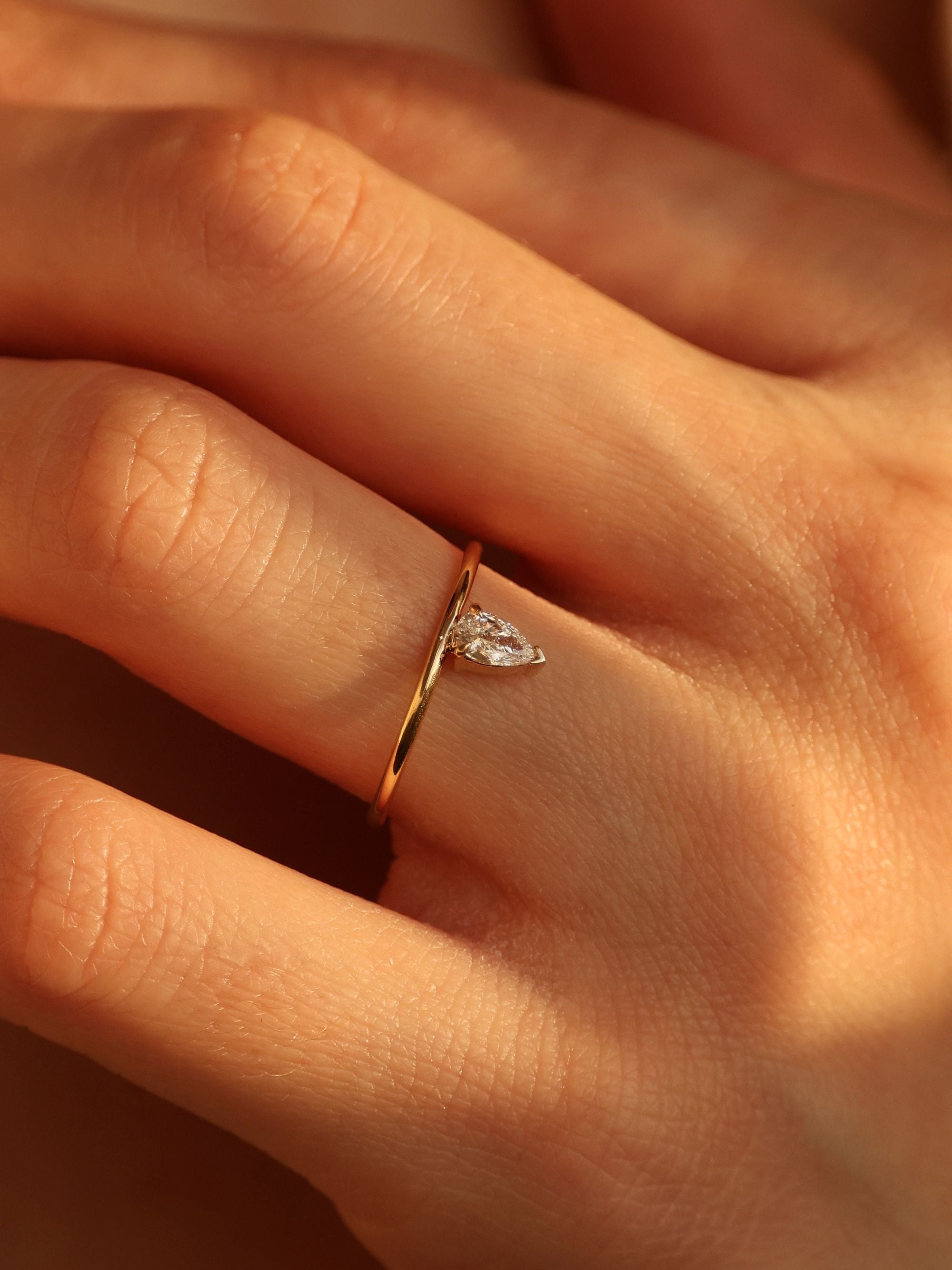 0.30 CT - 2.30 CT Pear Cut Lab grown Diamond Solitaire Engagement Ring