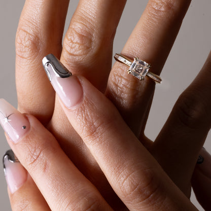 1.27 CT - 3.27 CT Asscher Cut Lab grown Diamond Channel Setting Engagement Ring