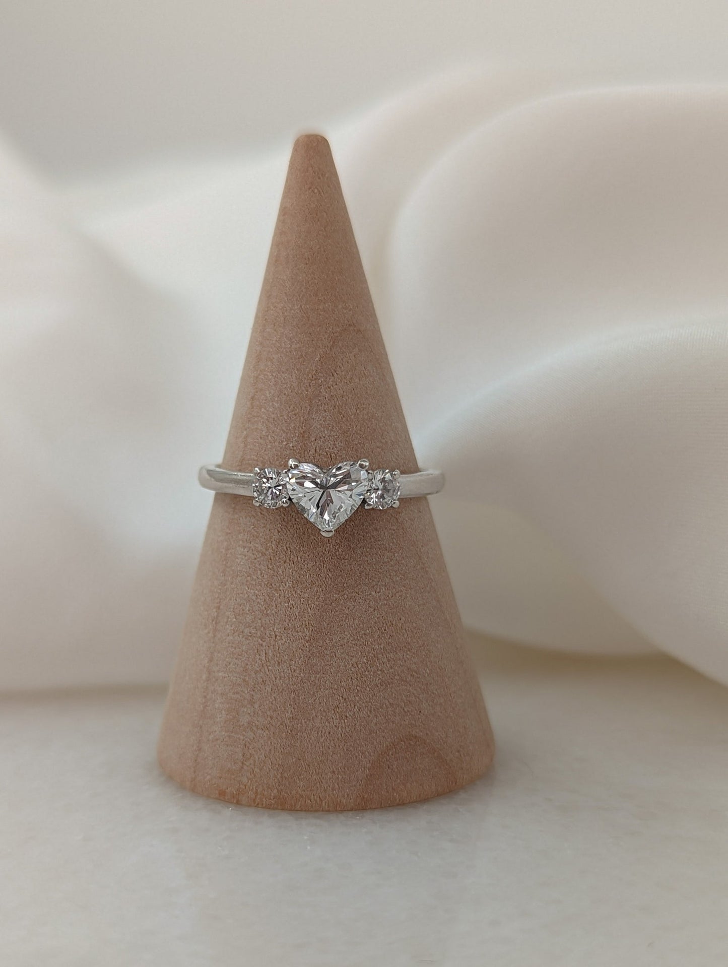 0.5 CT Heart Cut Three Stone Moissanite Engagement Ring