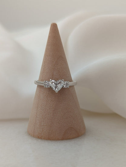0.5 CT Heart Cut Three Stone Moissanite Engagement Ring
