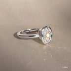 1.5 CT - 2.5 CT Oval Cut Solitaire Bezel Moissanite Engagement Ring