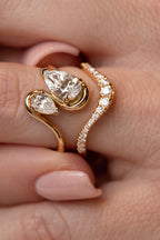 1.37 TCW Pear Cut Lab grown Diamond Two Stone Engagement Ring