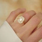 0.56 CT Emerald Cut Moissanite Emerald Shape Mosaic Engagement Ring