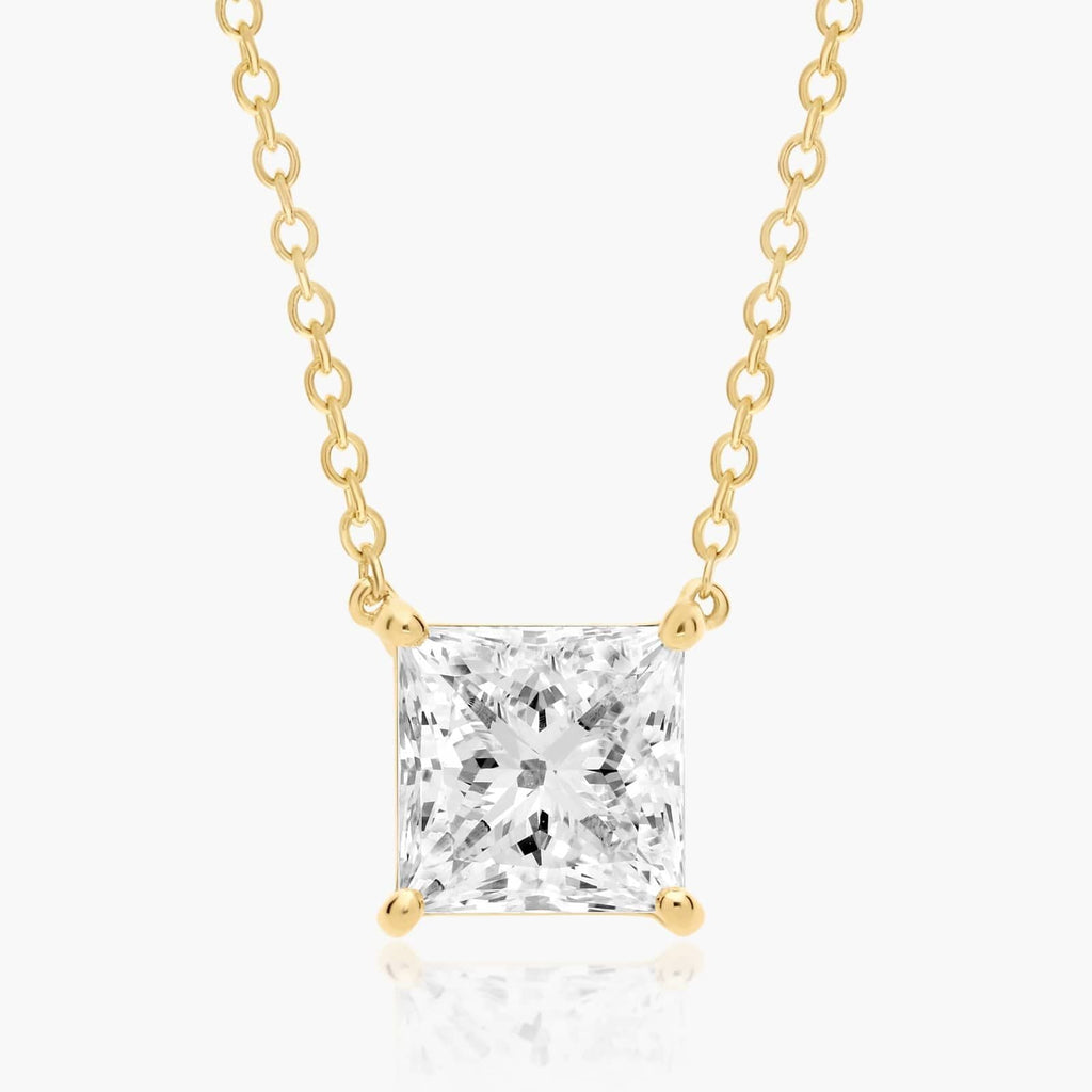 0.25 - 3.00 CT Princess Cut Moissanite Diamond Solitaire Necklace
