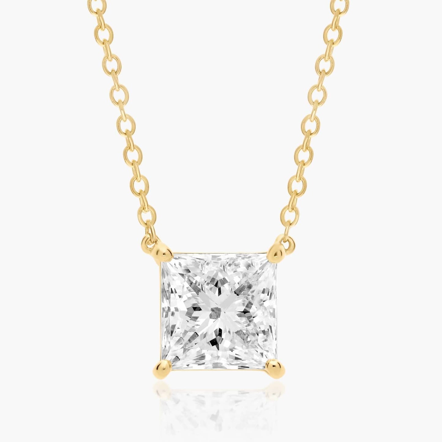 0.25 - 3.00 CT Princess Cut Moissanite Diamond Solitaire Necklace