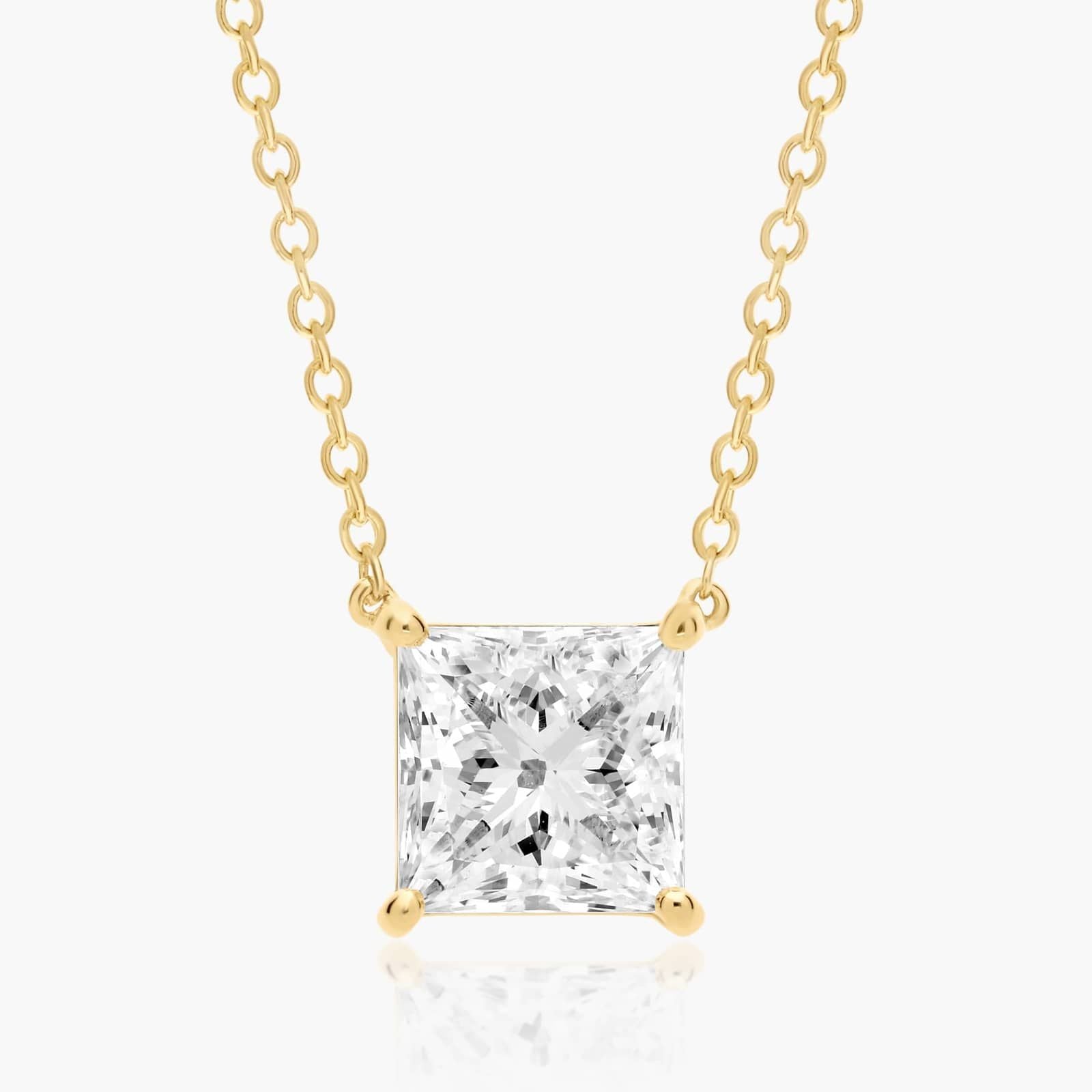 0.25 - 3.00 CT Princess Cut Moissanite Diamond Solitaire Necklace