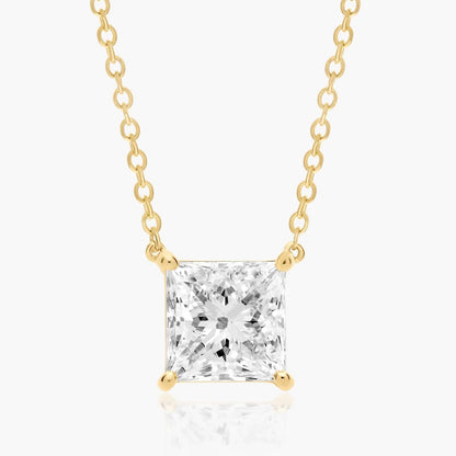 0.25 - 3.00 CT Princess Cut Moissanite Diamond Solitaire Necklace