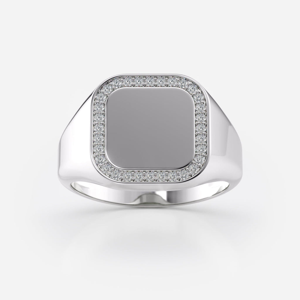 0.12 TCW Round Signet Moissanite Engagement Ring