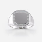 0.12 TCW Round Signet Moissanite Engagement Ring