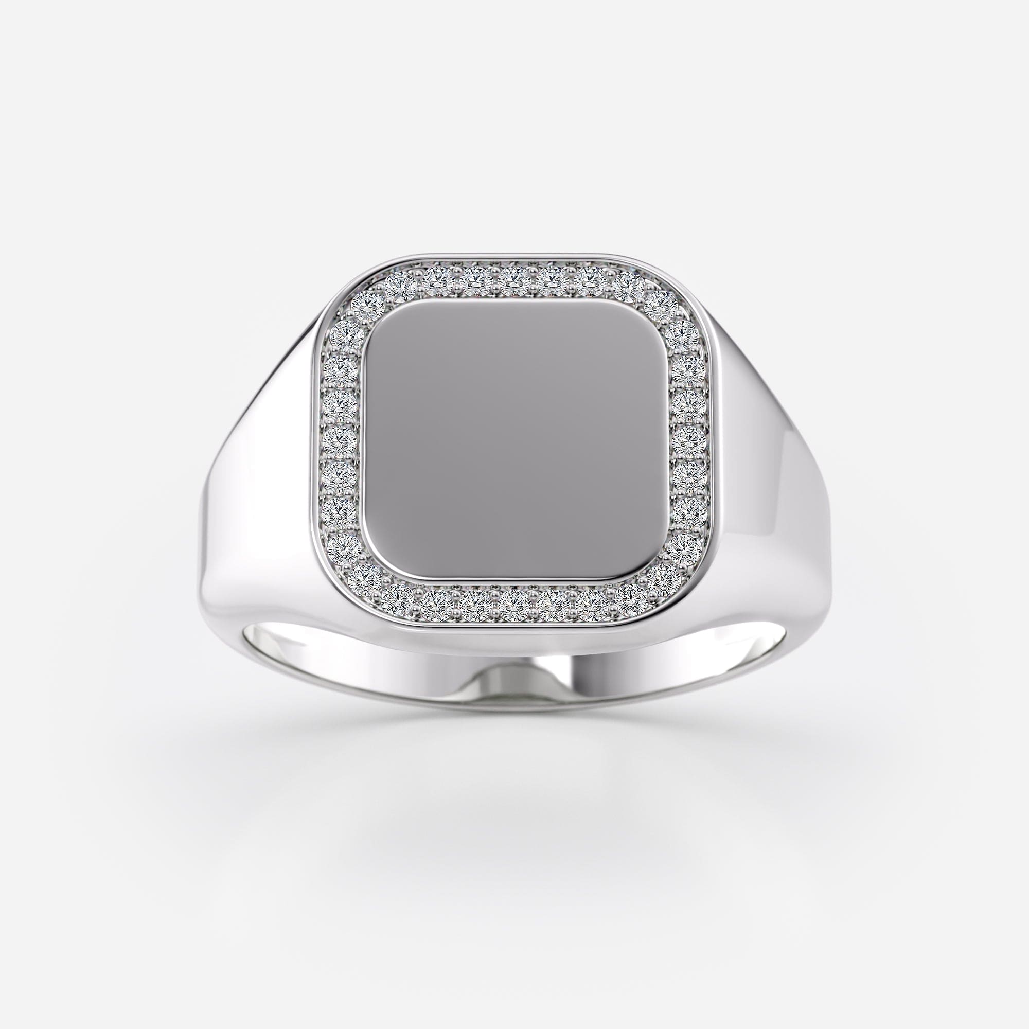 0.12 TCW Round Signet Moissanite Engagement Ring