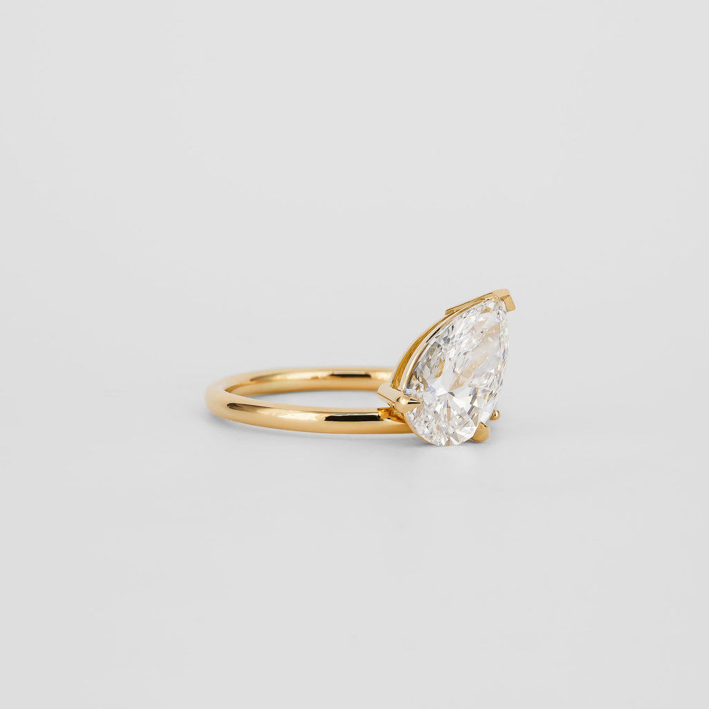 1.85 CT - 2.85 CT Pear Cut Lab grown Diamond Side Stones Engagement Ring